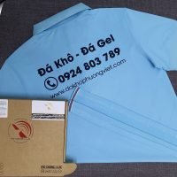 Đồng phục áo thun polo bo trơn màu xanh biển in chuyển nhiệt