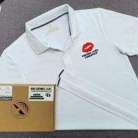 Đồng phục áo thun polo bo trơn màu trắng thêu logo