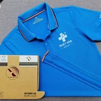 Đồng phục áo thun polo phối bo sọc màu xanh ya in kỹ thuật số