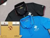 Đồng phục áo thun polo phối bo sọc in kỹ thuật số